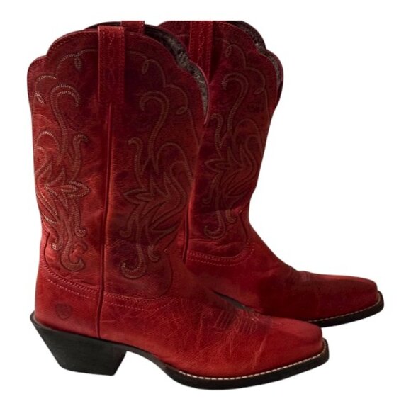 Womens Ariat Red Cowboy Boots Size 6.5 - Picture 3 of 10